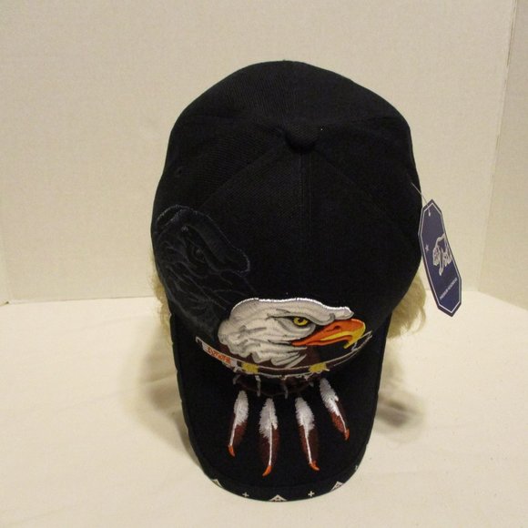 Native Pride Hat NEW 1997 Big Bear Black Yellow White Embroiderd Eagle Cap main image 4